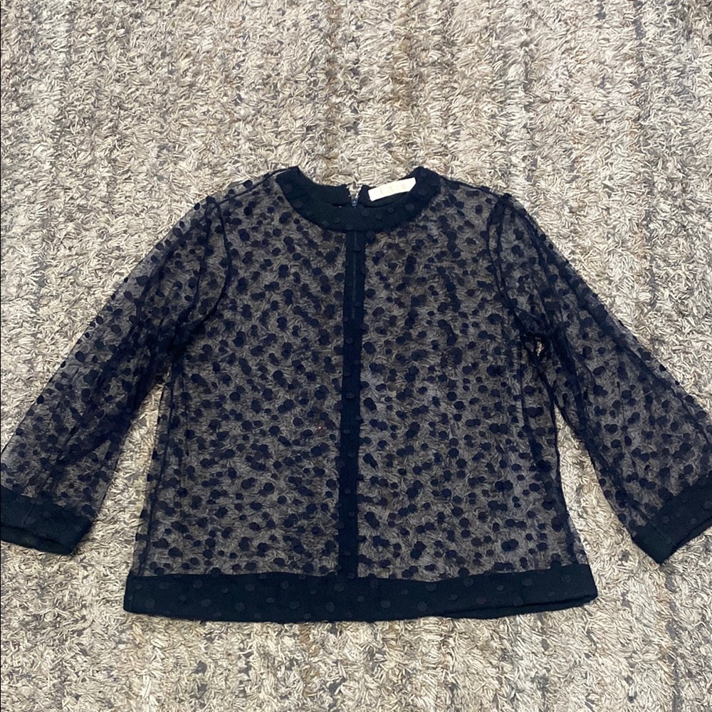 Chloe’ Black Sheer Polka Dot Blouse